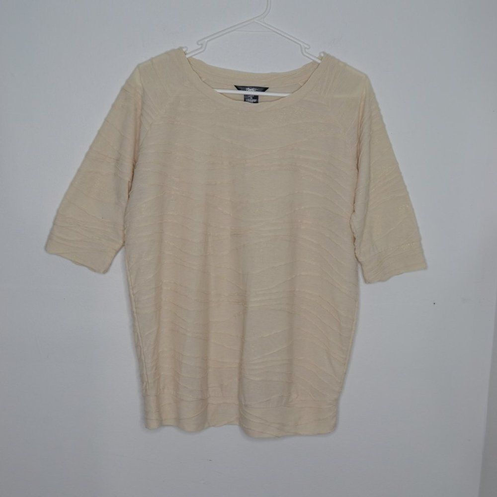 Rock 47 by Wrangler Women's Medium Cream Shimmer 3/4 Sleeve Blouse